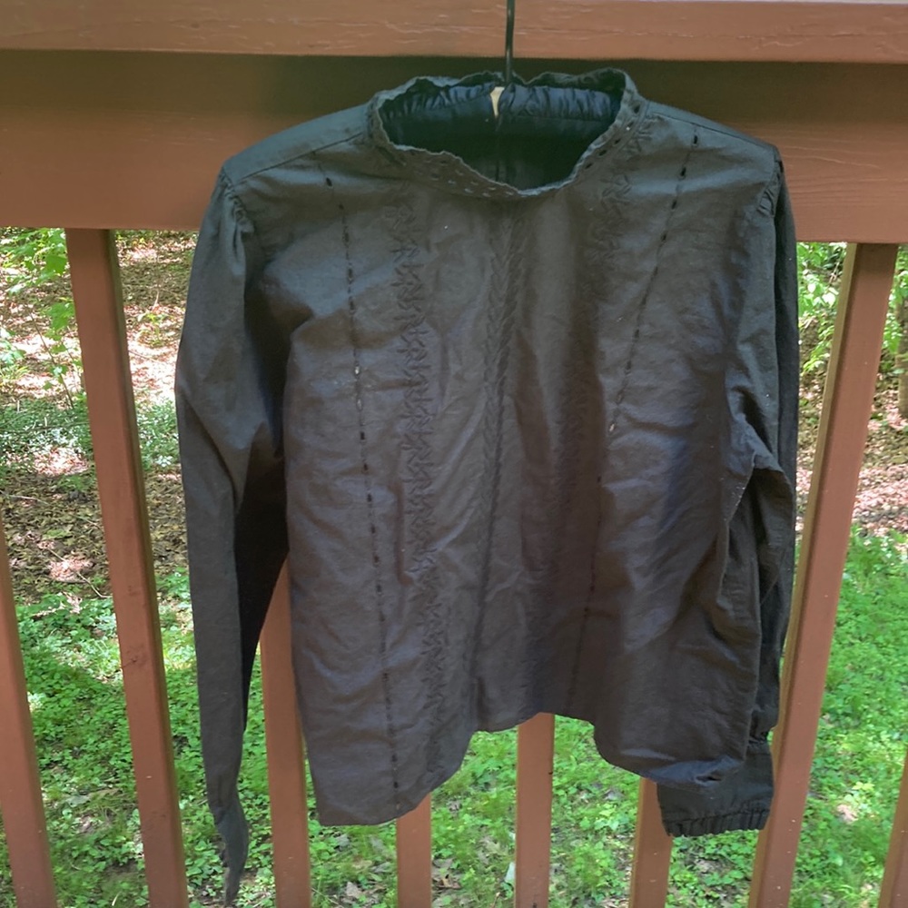 Loft green cotton eyelet blouse
